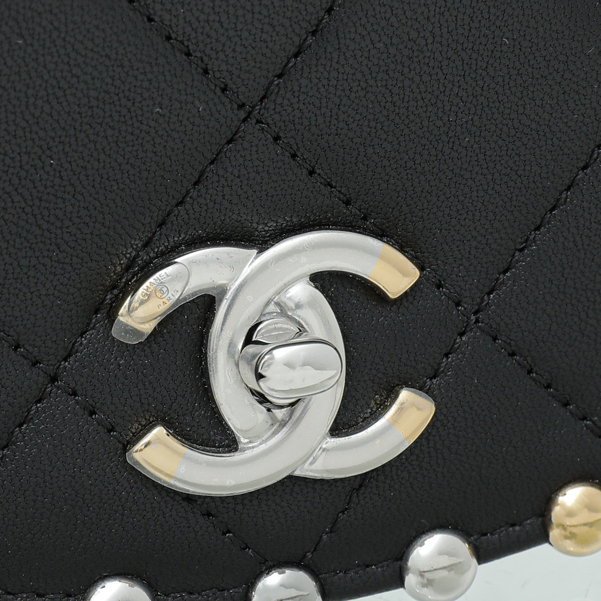 Chanel Black CC Metal Bubble Edge Flap Bag