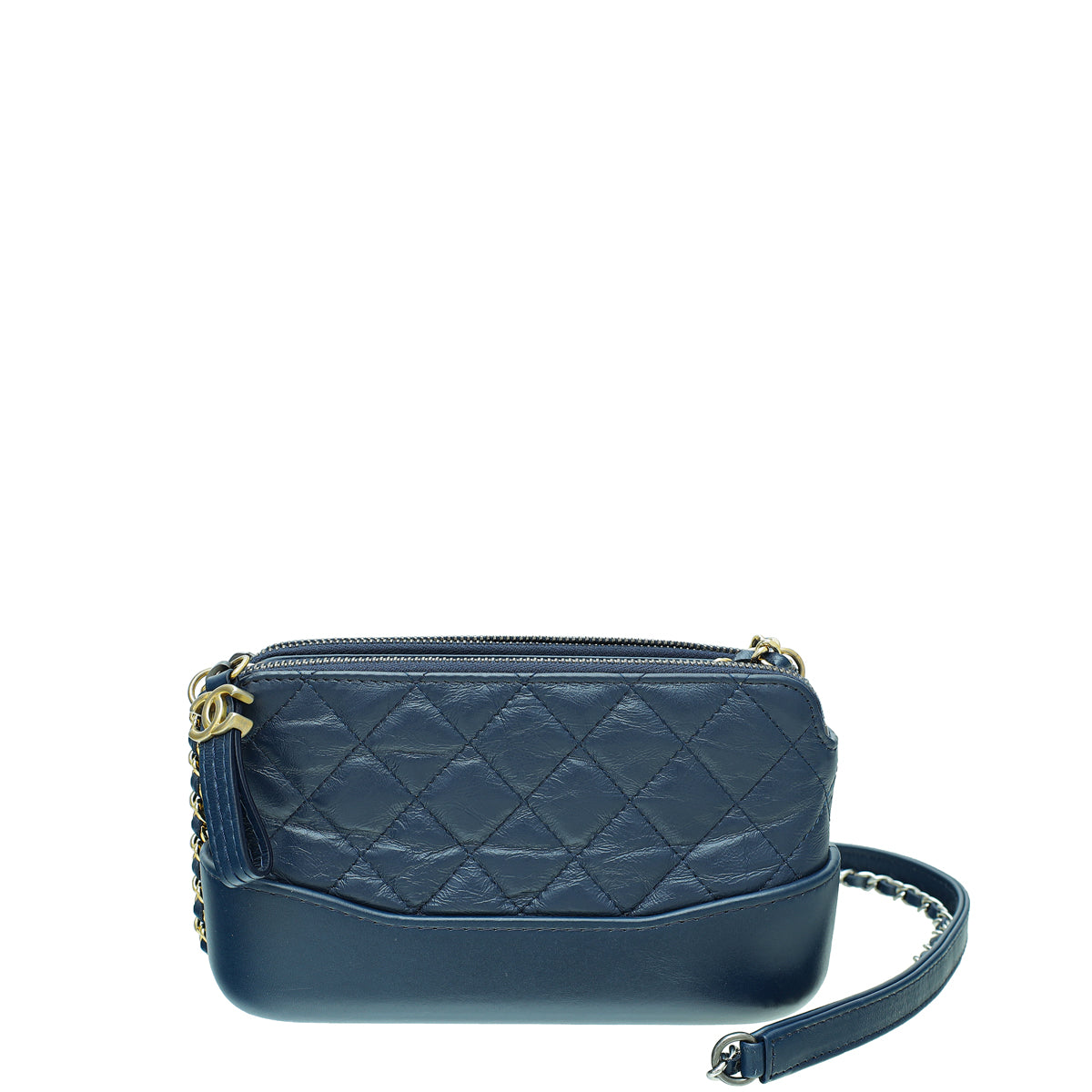 Chanel Blue Gabrielle Double Zip Chain Pouch