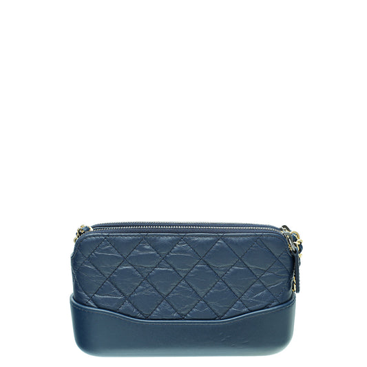 Chanel Blue Gabrielle Double Zip Chain Pouch