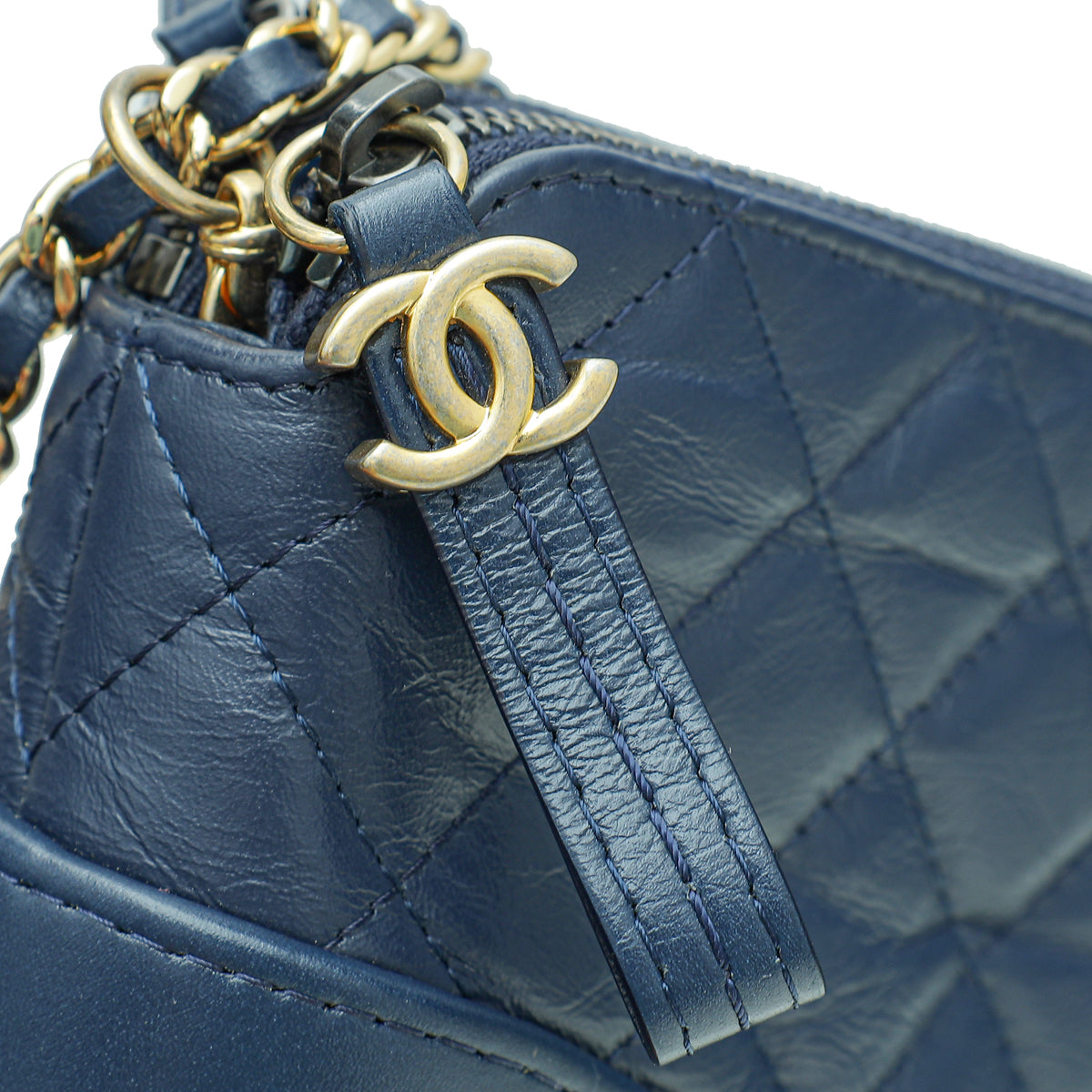 Chanel Blue Gabrielle Double Zip Chain Pouch