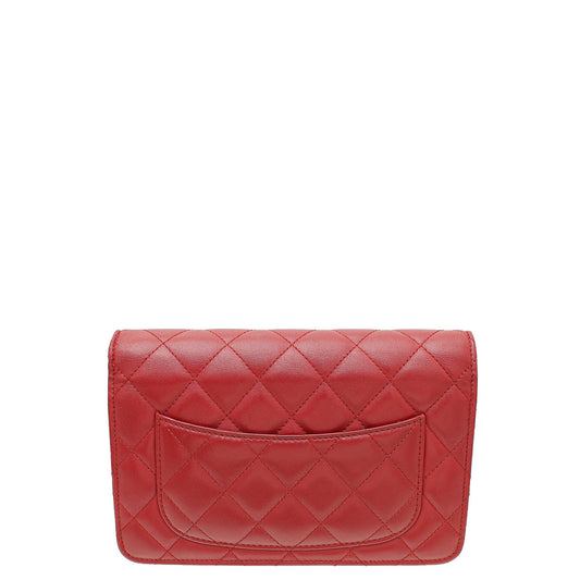 Chanel Red Classic Wallet on Chain