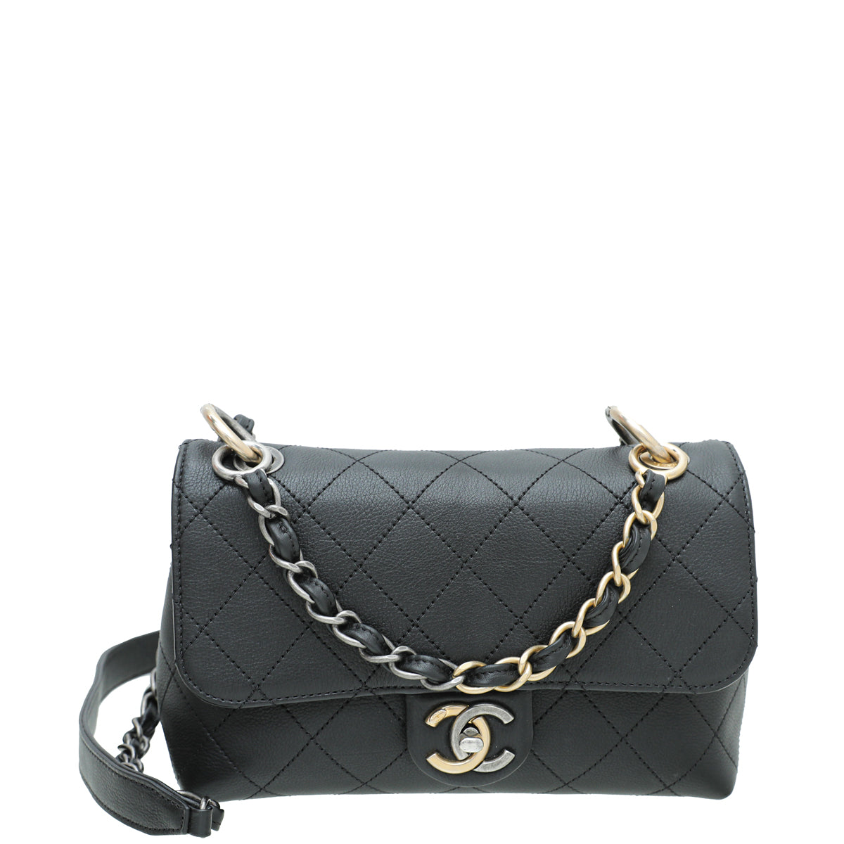 Chanel Black Chain Top Handle Flap Bag