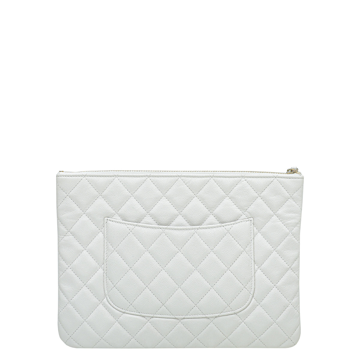 Chanel White CC Classic Medium Pouch