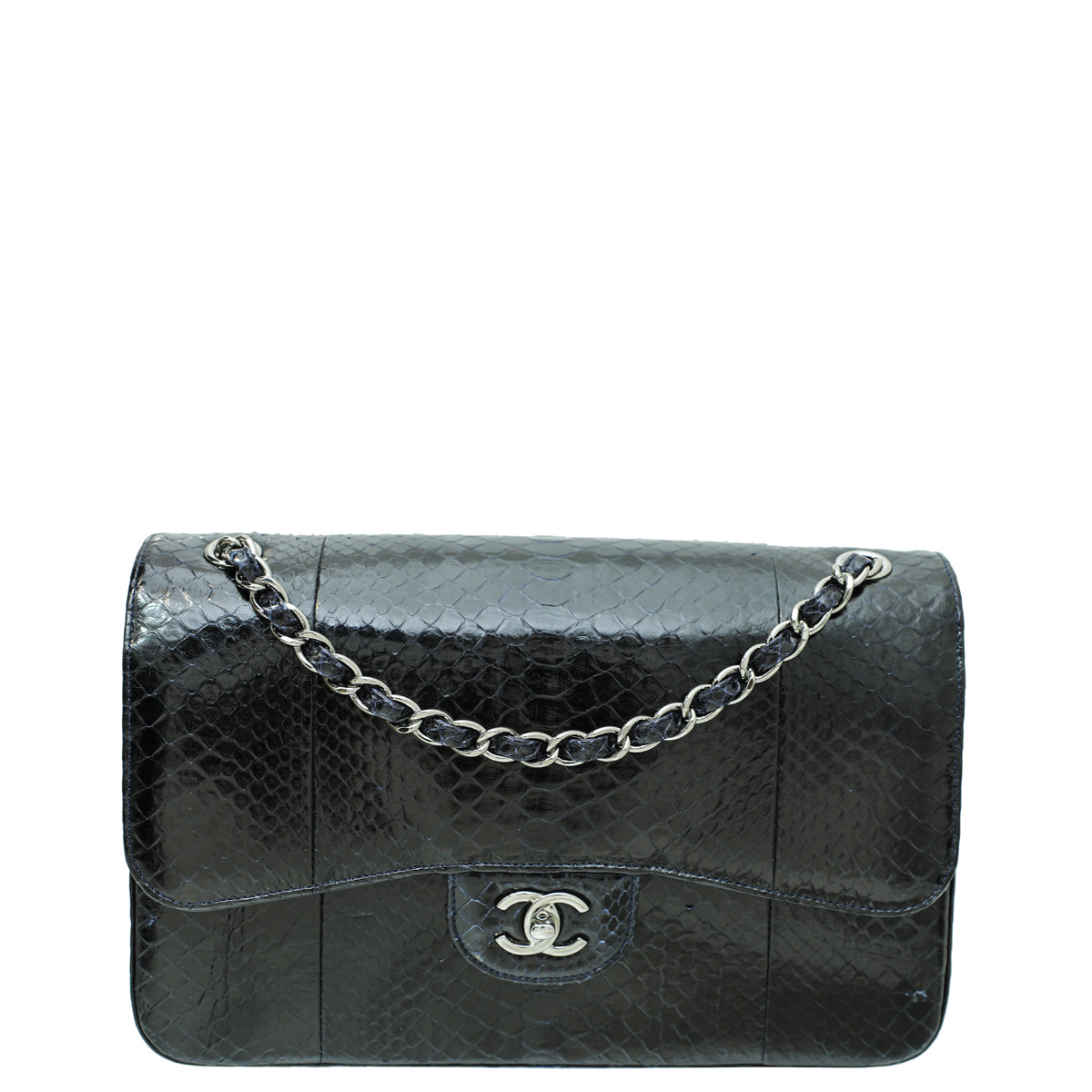 Chanel Midnight Blue Python Classic Double Flap Bag