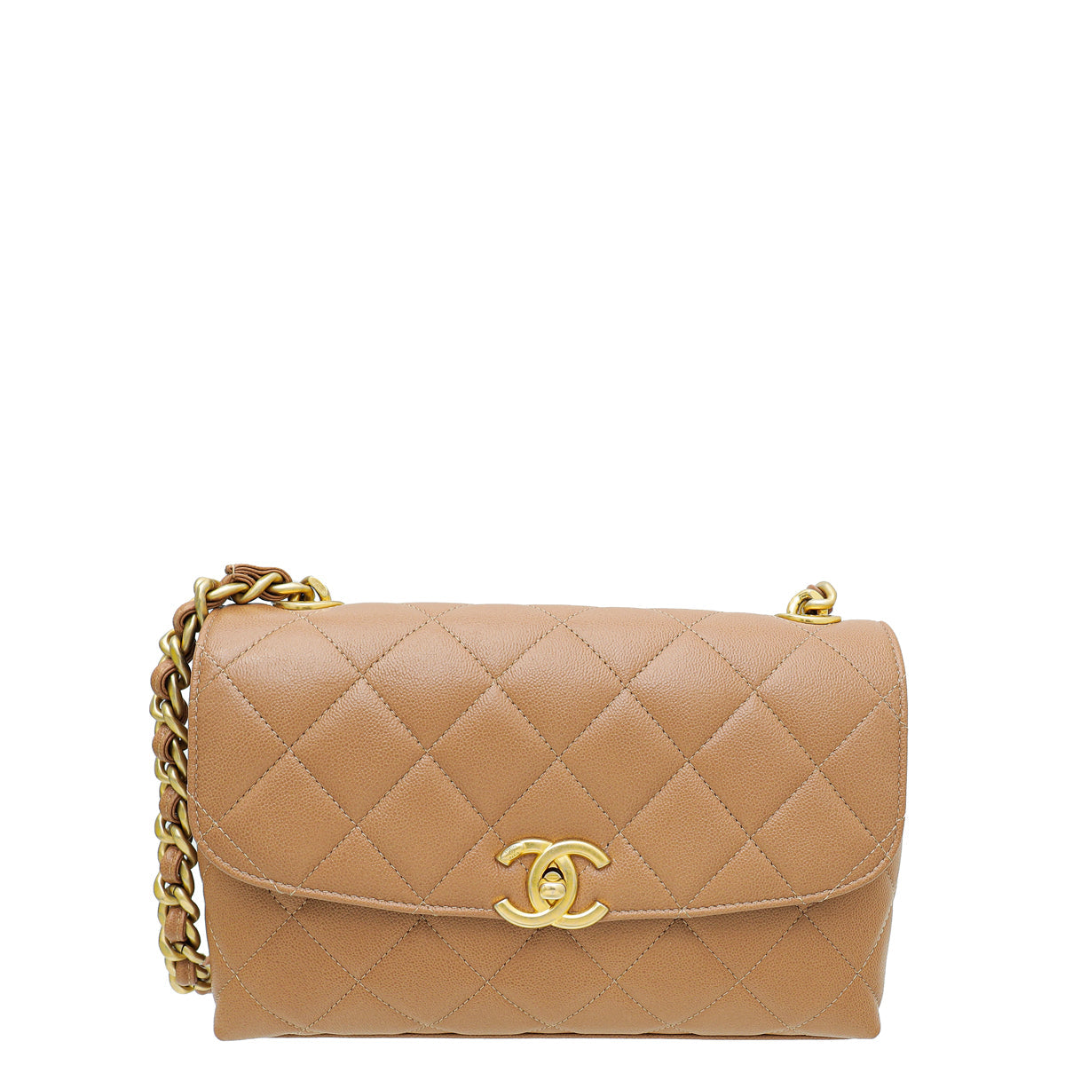 Chanel Caramel CC Curved Flap Bag