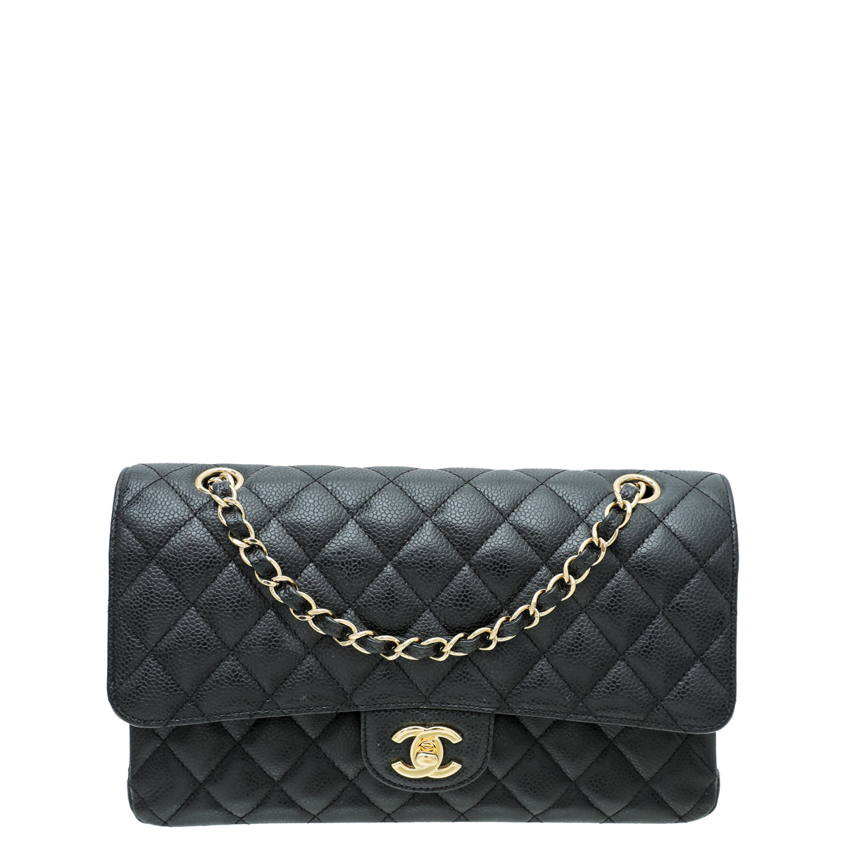 Chanel Black CC Classic Double Flap Medium Bag