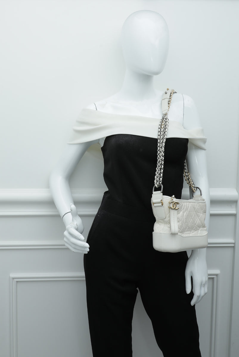 Chanel White Aged Gabrielle Hobo Small Bag