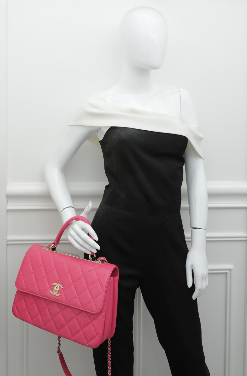 Chanel Fuchsia CC Trendy Top Handle Medium Bag