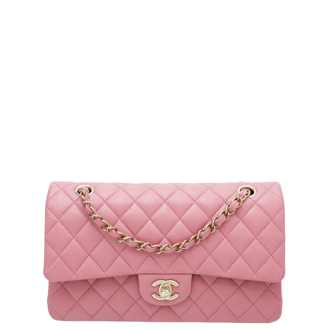 Chanel Rose Pink Classic Double Flap Medium Bag