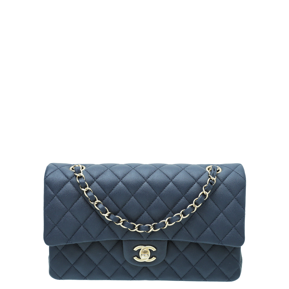 Chanel Navy Blue Classic Double Flap Medium Bag