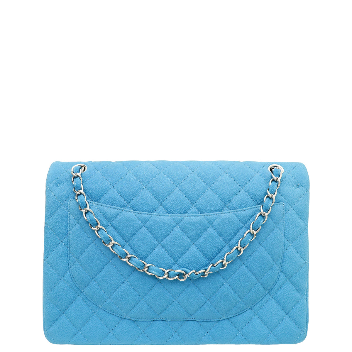 Chanel Blue CC Classic Nubuck Double Flap Maxi Bag