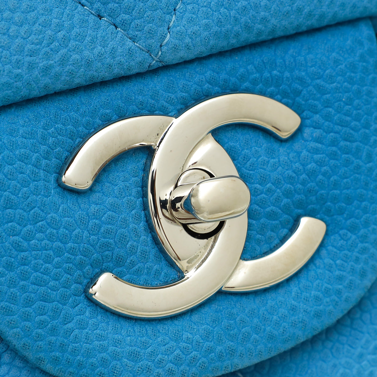 Chanel Blue CC Classic Nubuck Double Flap Maxi Bag