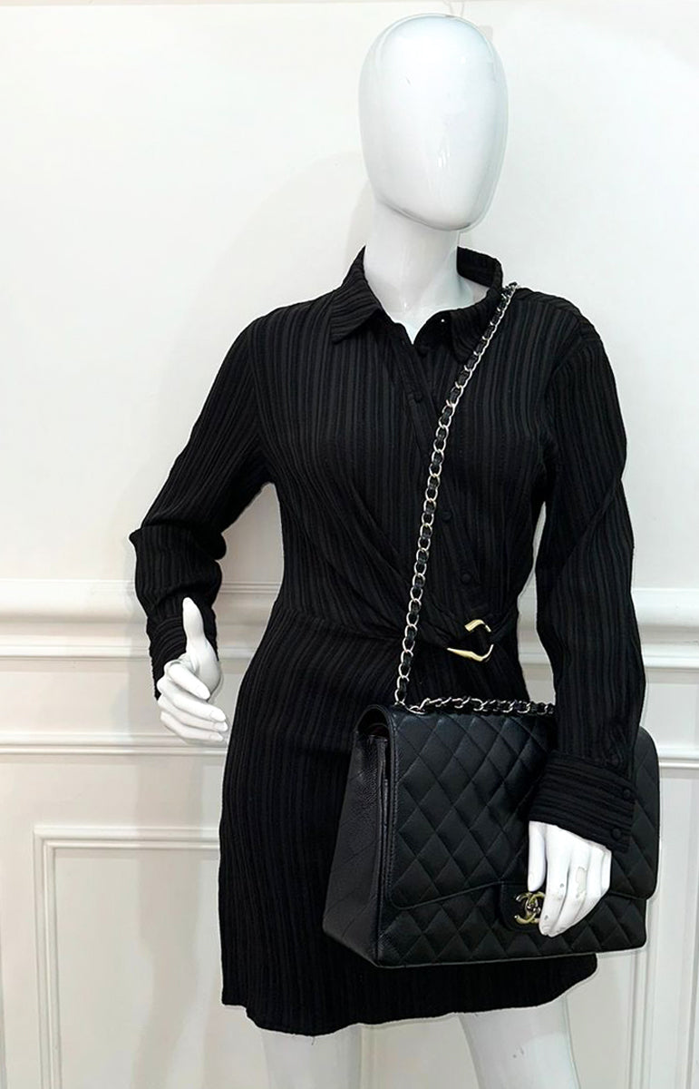 Chanel Black Classic Double Flap Maxi Bag