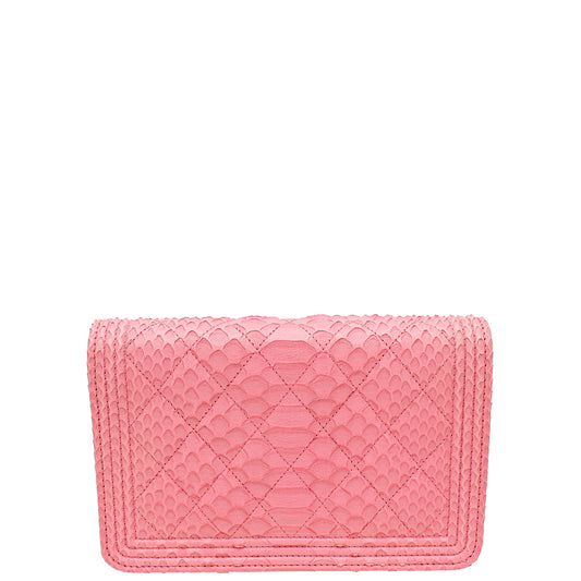 Chanel Pink Python Boy Wallet on Chain