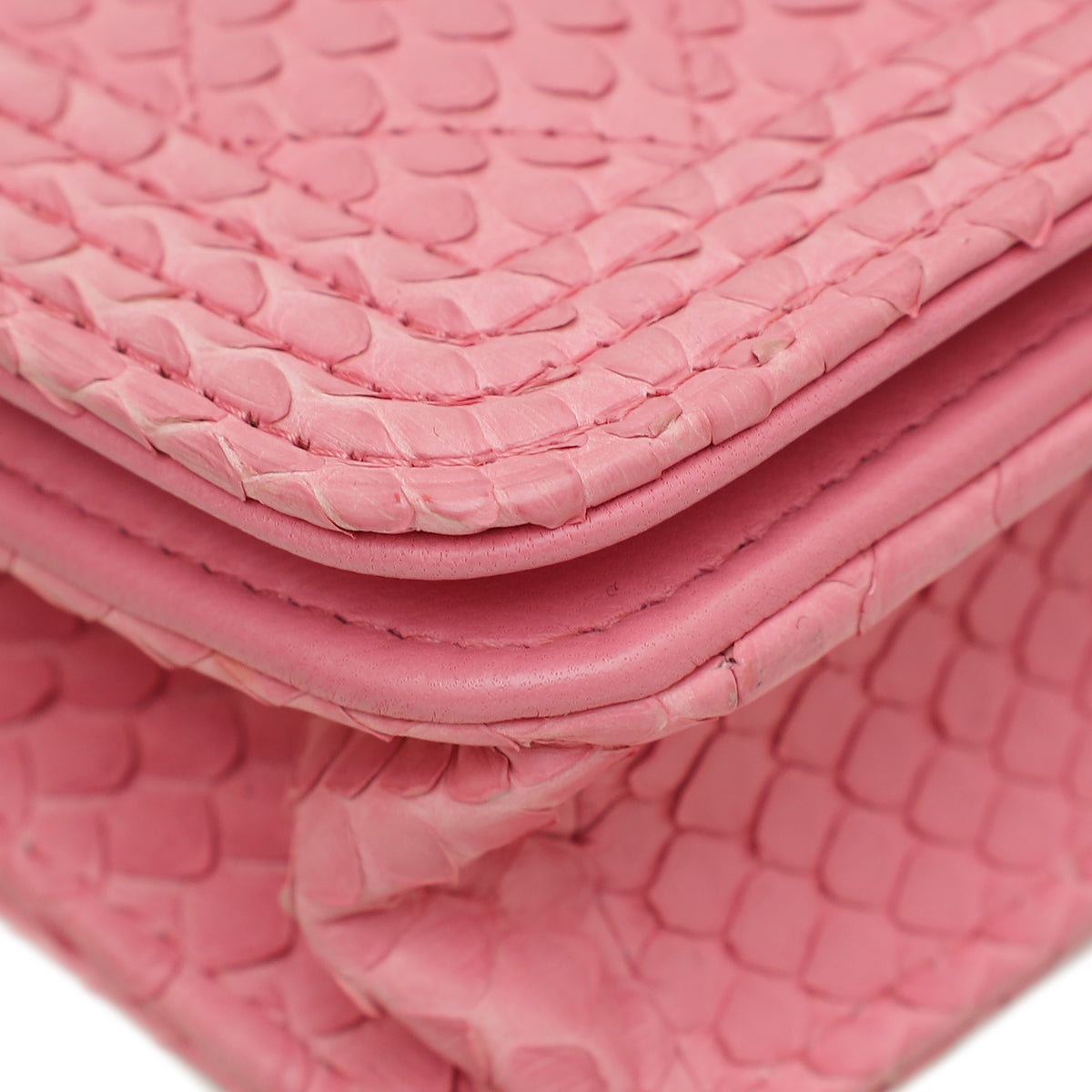 Chanel Pink Python Boy Wallet on Chain