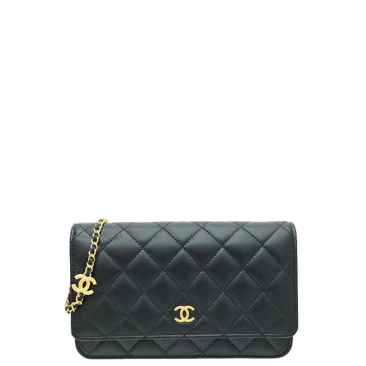 Chanel Black CC Coco Heart Resin Wallet On Chain