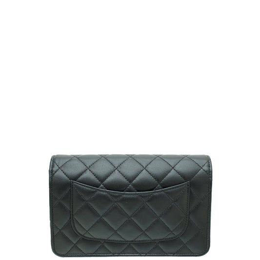 Chanel Black CC Coco Heart Resin Wallet On Chain