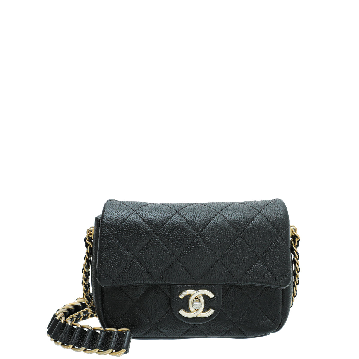 Chanel Black CC Medallion Caviar Flap Mini Bag