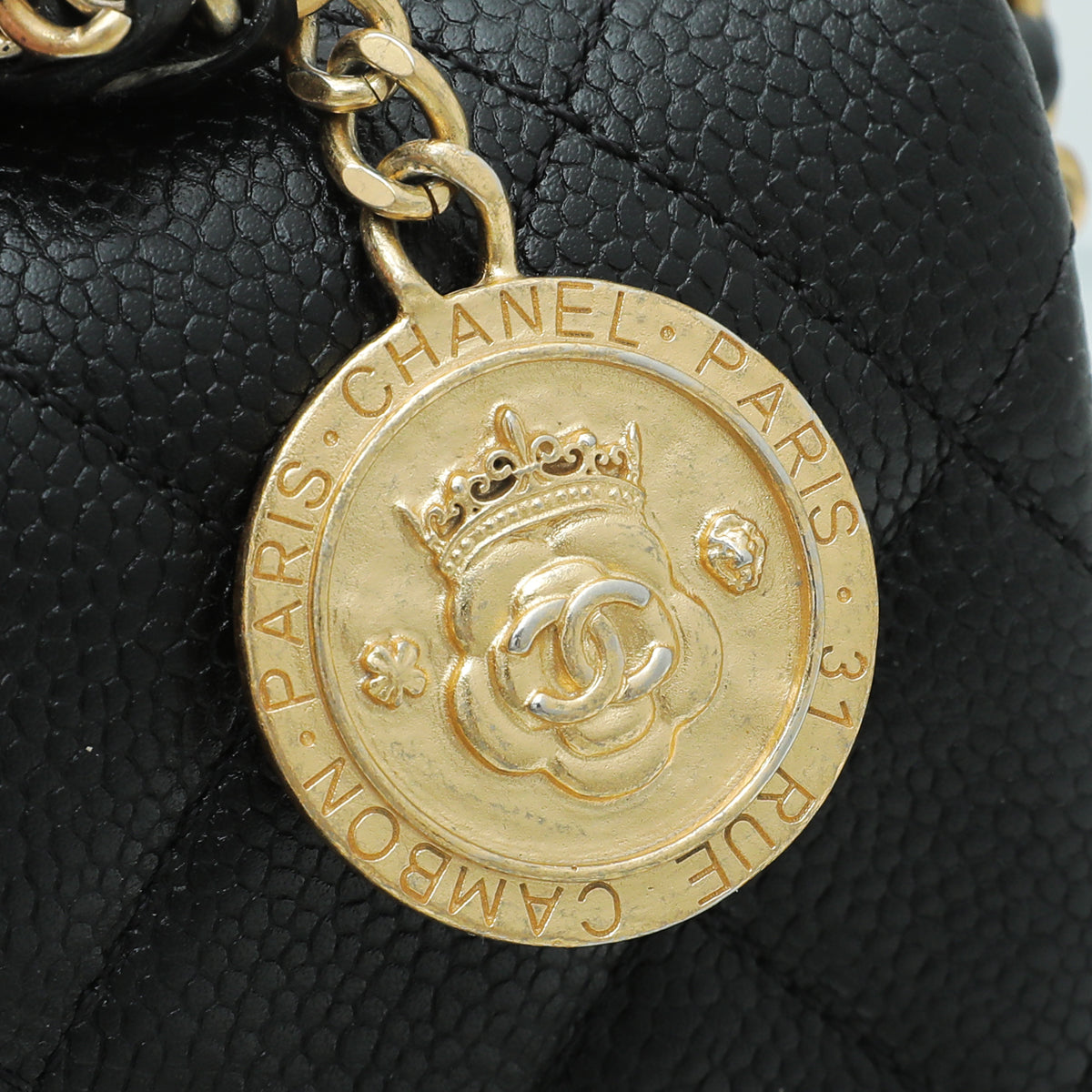 Chanel Black CC Medallion Caviar Flap Mini Bag