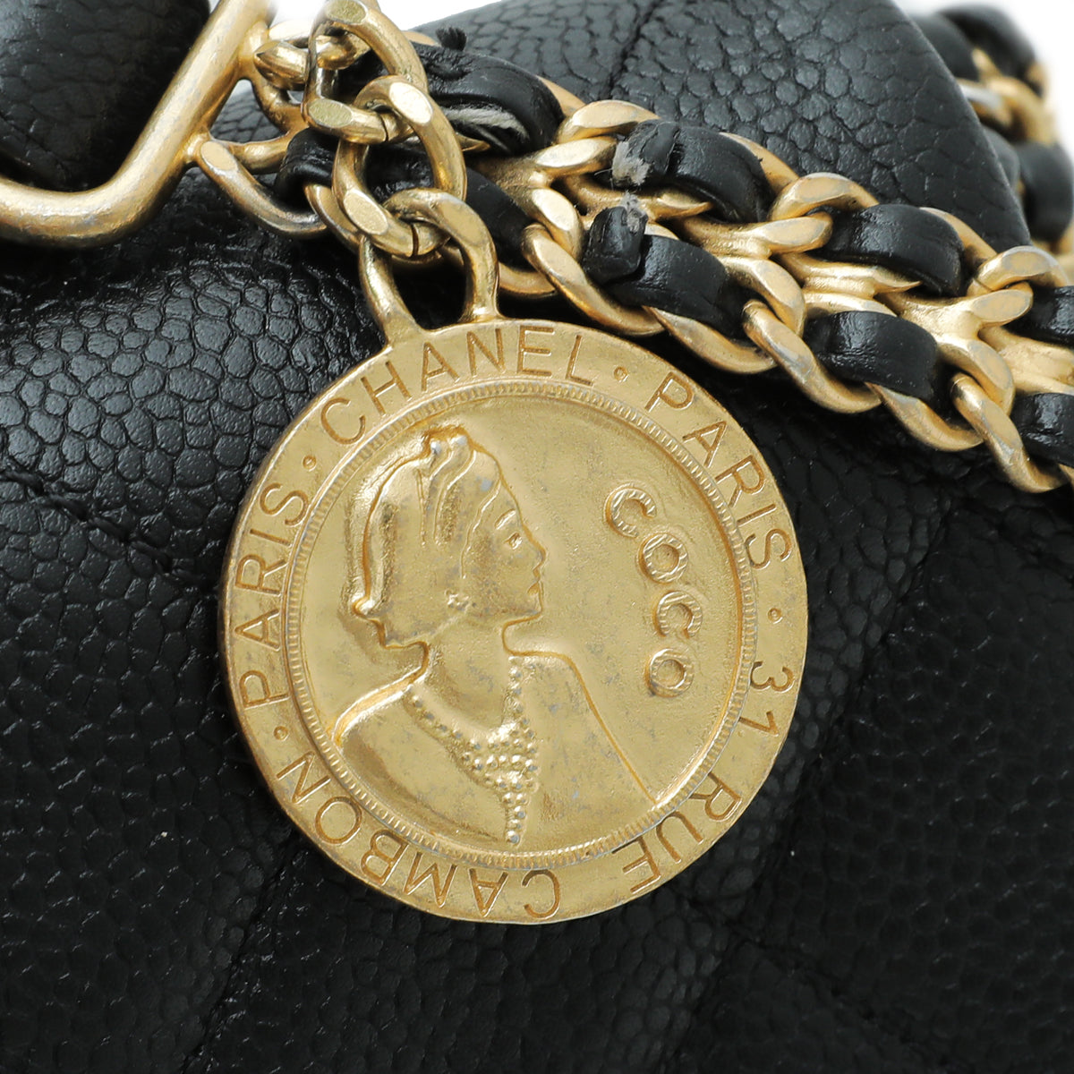 Chanel Black CC Medallion Caviar Flap Mini Bag