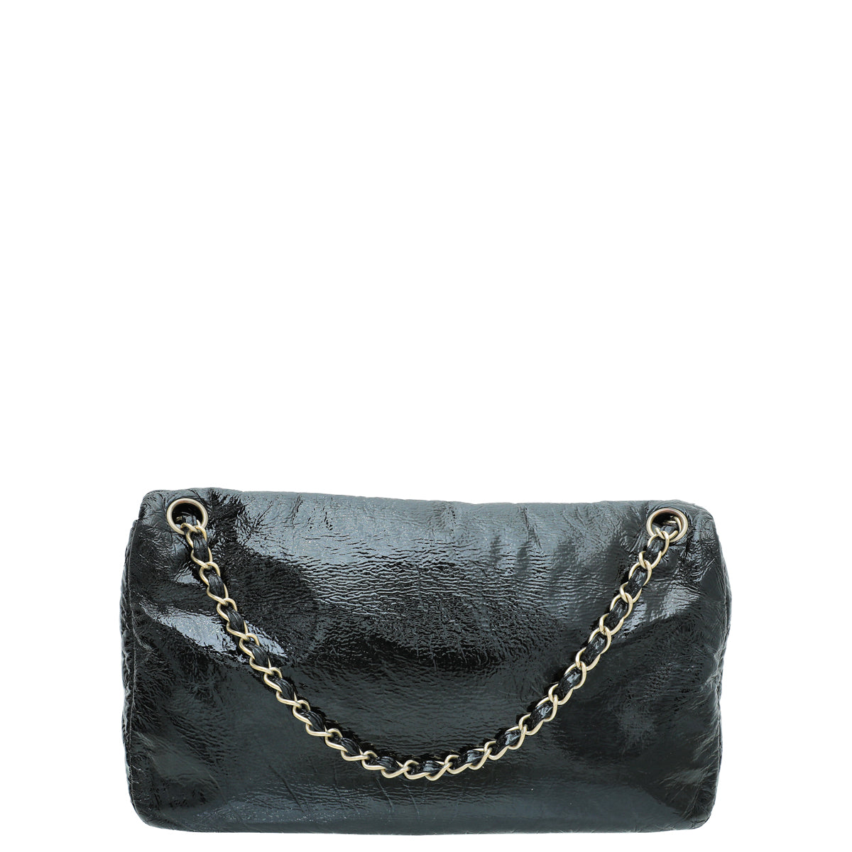 Chanel Black Vinyl Rock & Chain Medium Flap Bag