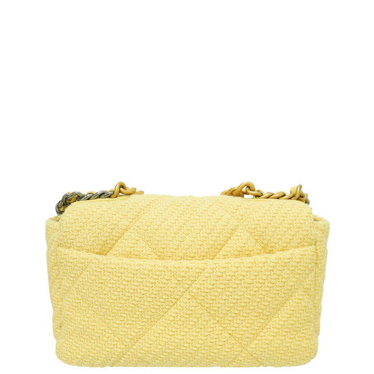 Chanel Light Yellow CC 19 Wool small Flap Bag