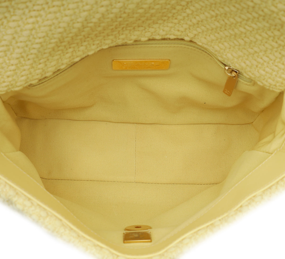 Chanel Light Yellow CC 19 Wool small Flap Bag