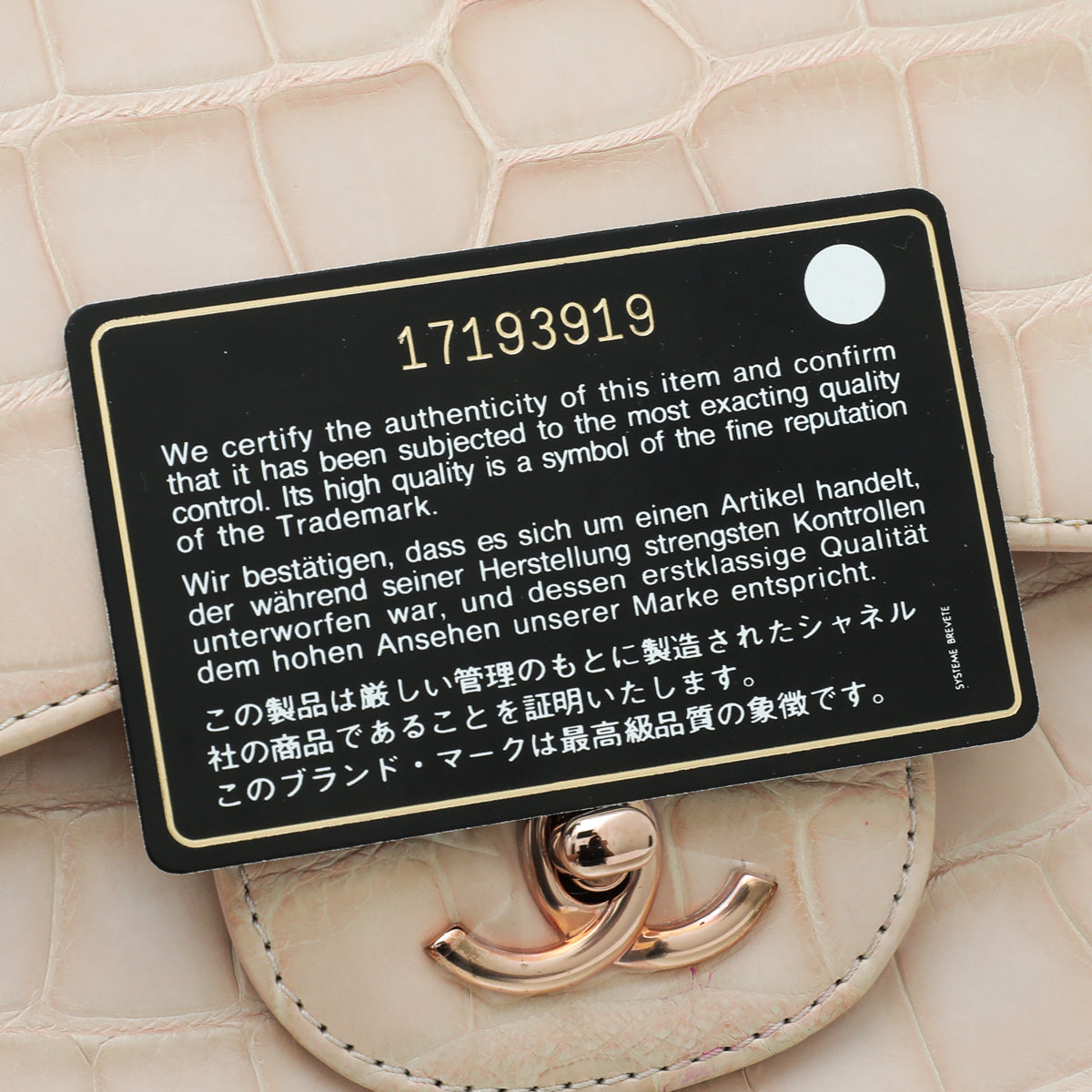 Chanel Pinkish Beige Alligator Classic Double Flap Jumbo Bag