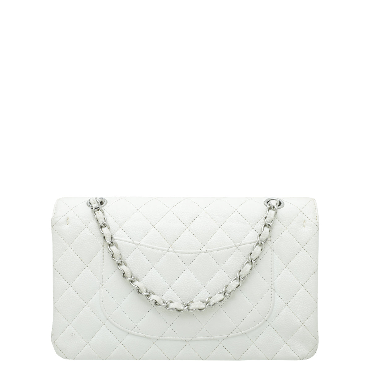 Chanel White Classic Double Flap Medium Bag