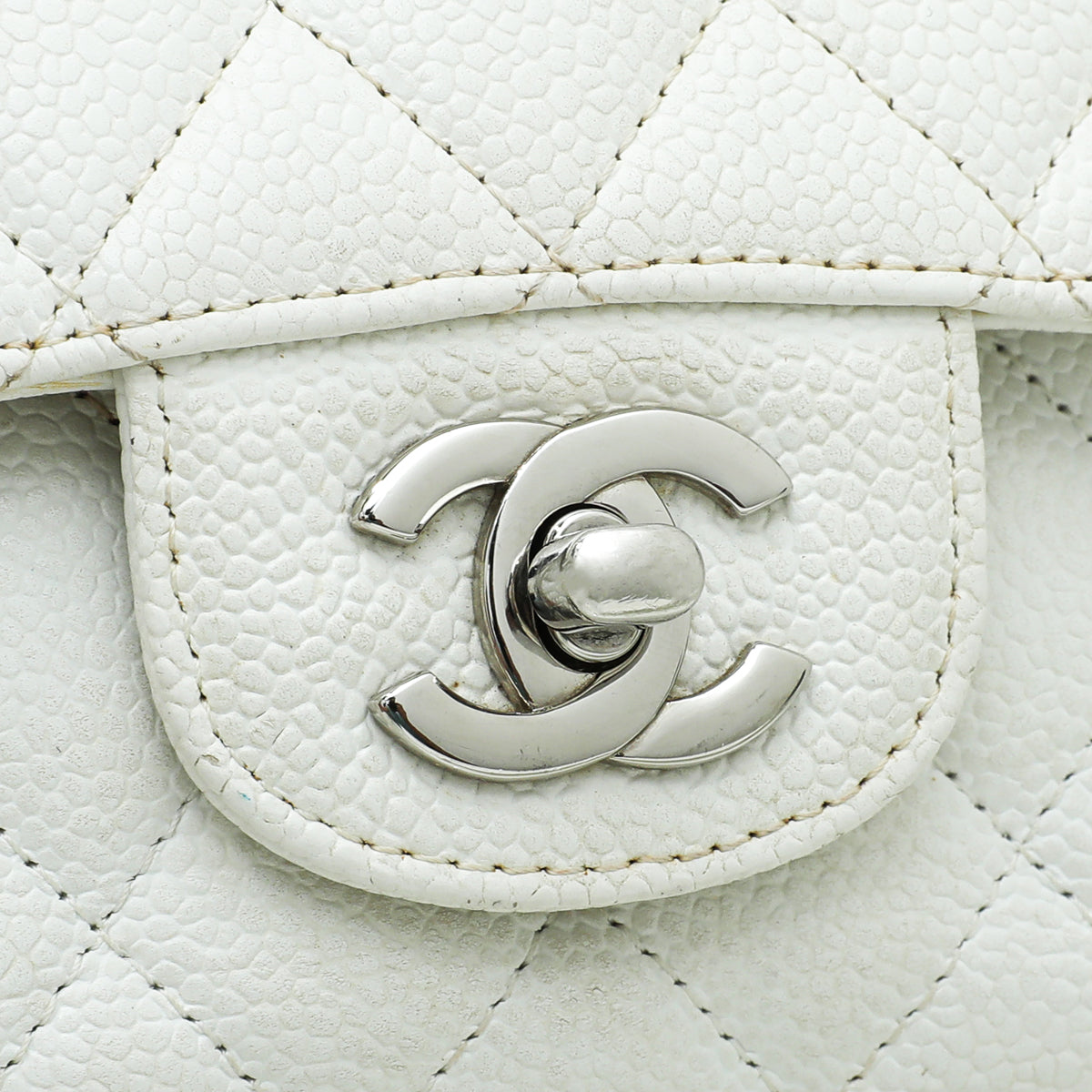 Chanel White Classic Double Flap Medium Bag