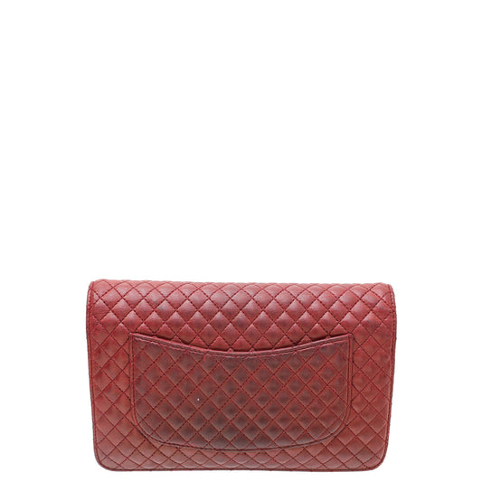 Chanel Red Micro Quilt Camellia Wallet on Chain