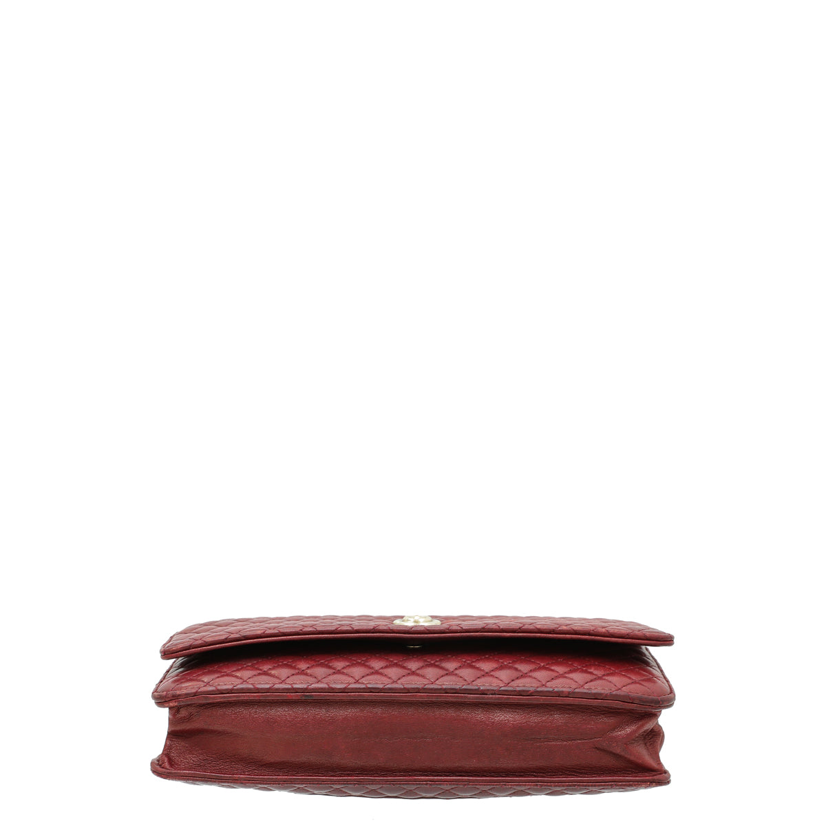 Chanel Red Micro Quilt Camellia Wallet on Chain