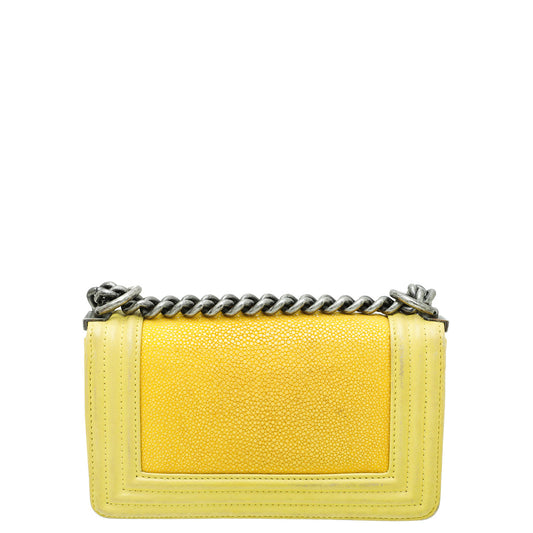 Chanel Yellow Galuchat Stingray Boy Small Bag