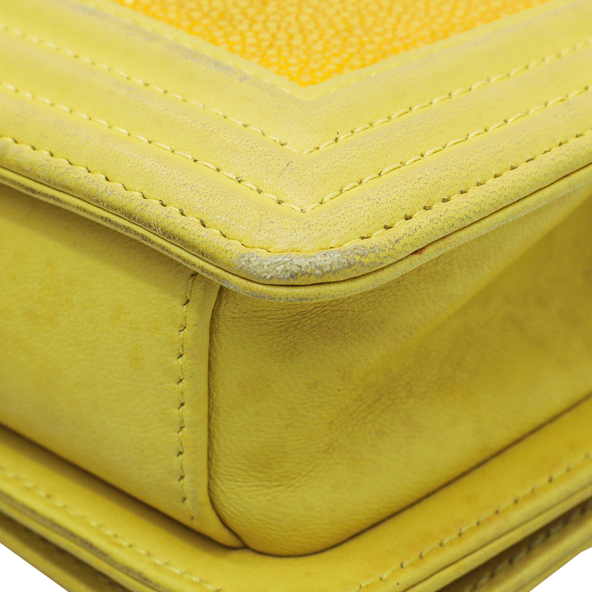 Chanel Yellow Galuchat Stingray Boy Small Bag