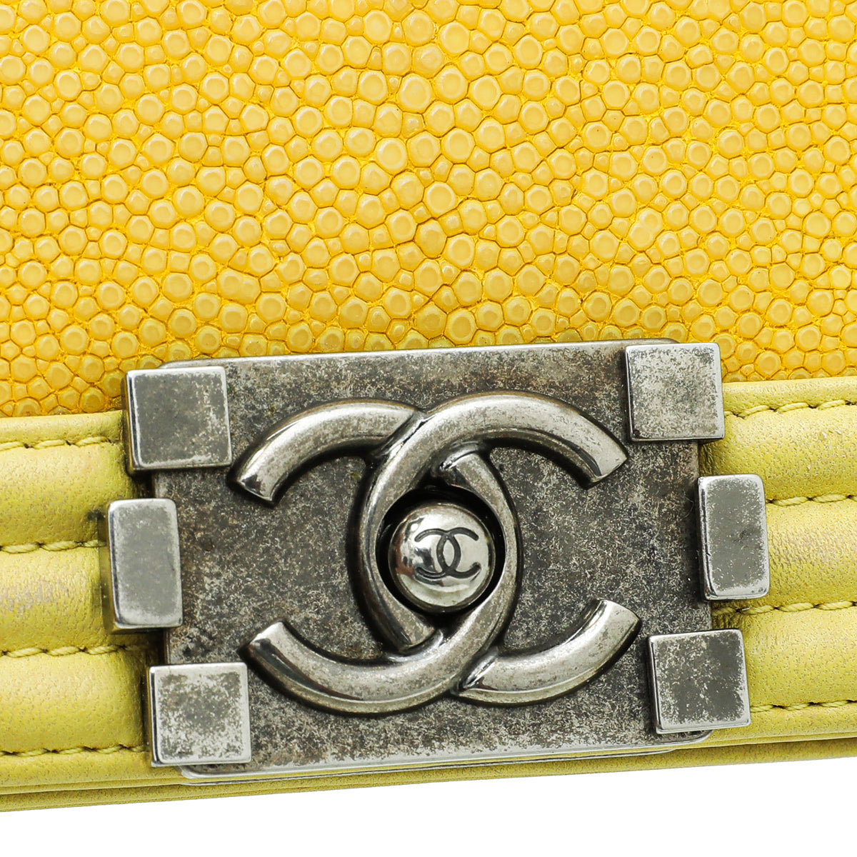 Chanel Yellow Galuchat Stingray Boy Small Bag