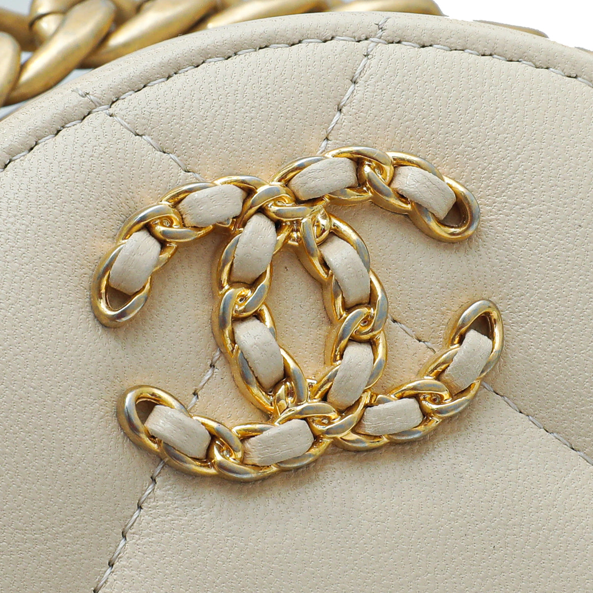 Chanel Light Beige 19 Round Mini Clutch w/Chain