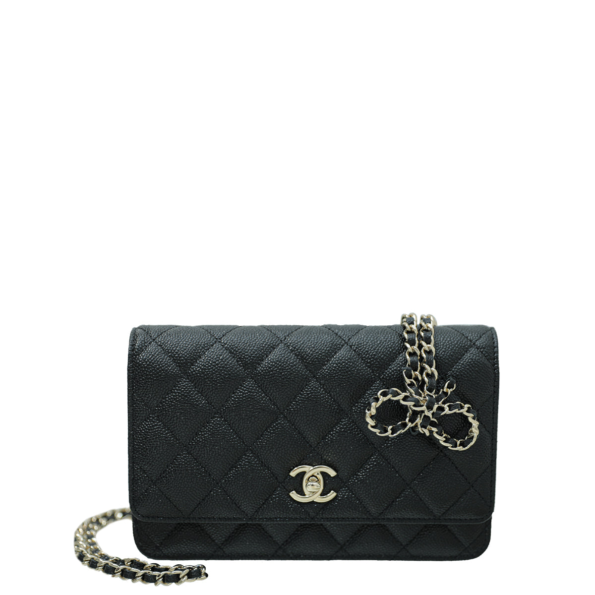 Chanel Black CC Bow Chain Wallet on Chain