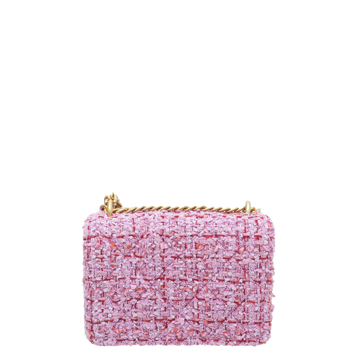 Chanel Pink Tweed Enamel Quilted Pending CC Mini Wallet on Chain