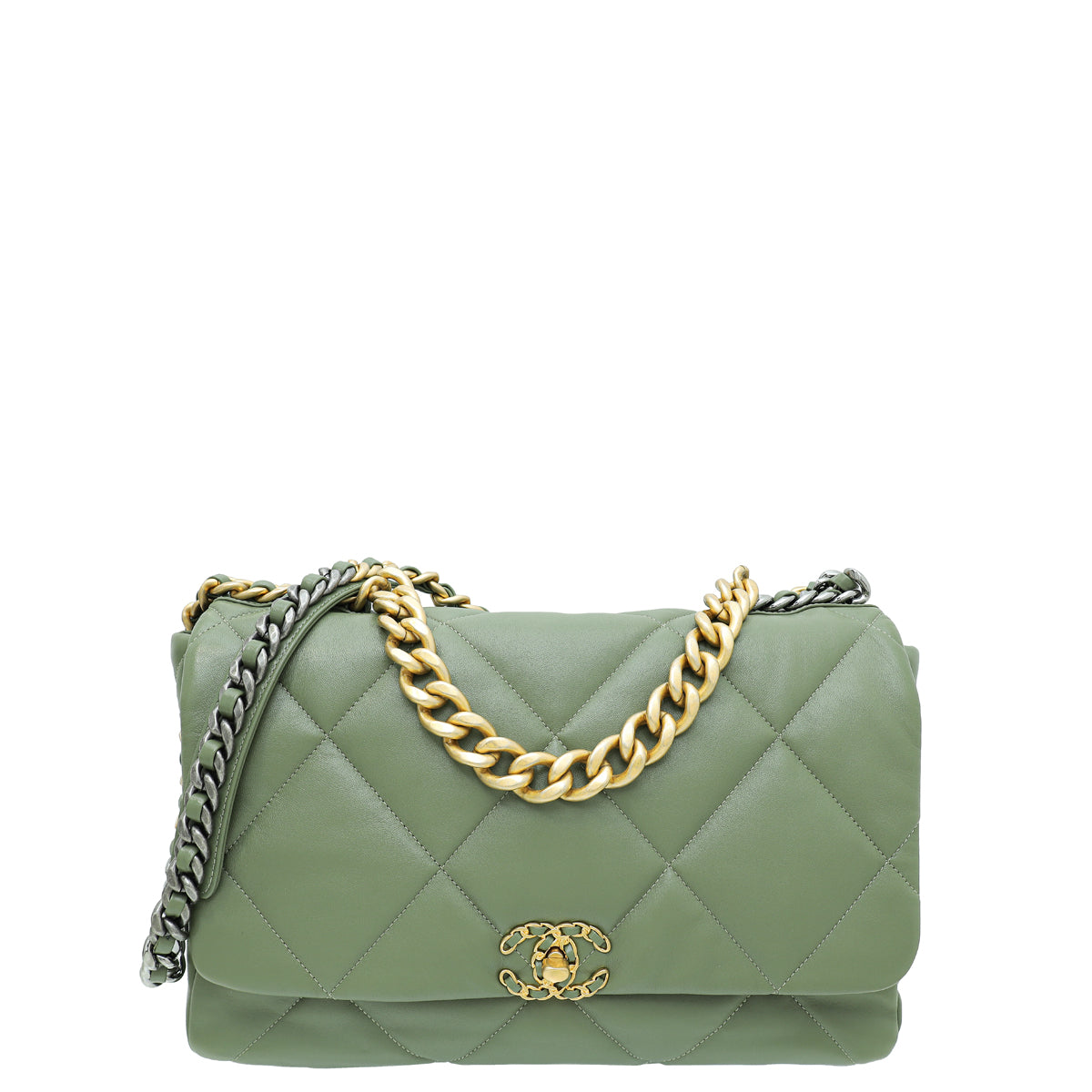 Chanel Light Moss Green 19 Maxi Flap Bag