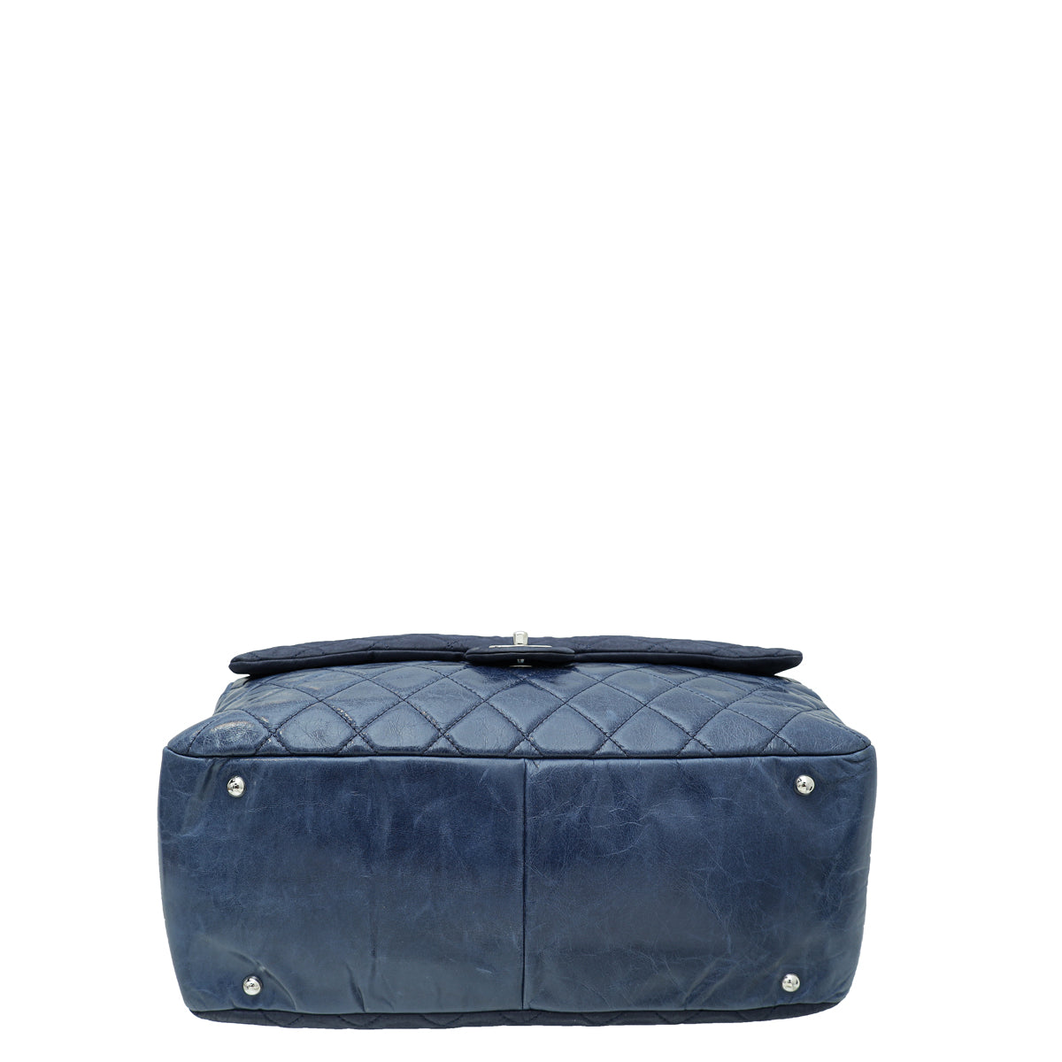 Chanel Blue Aged Flap Top Handle Bowling Bag