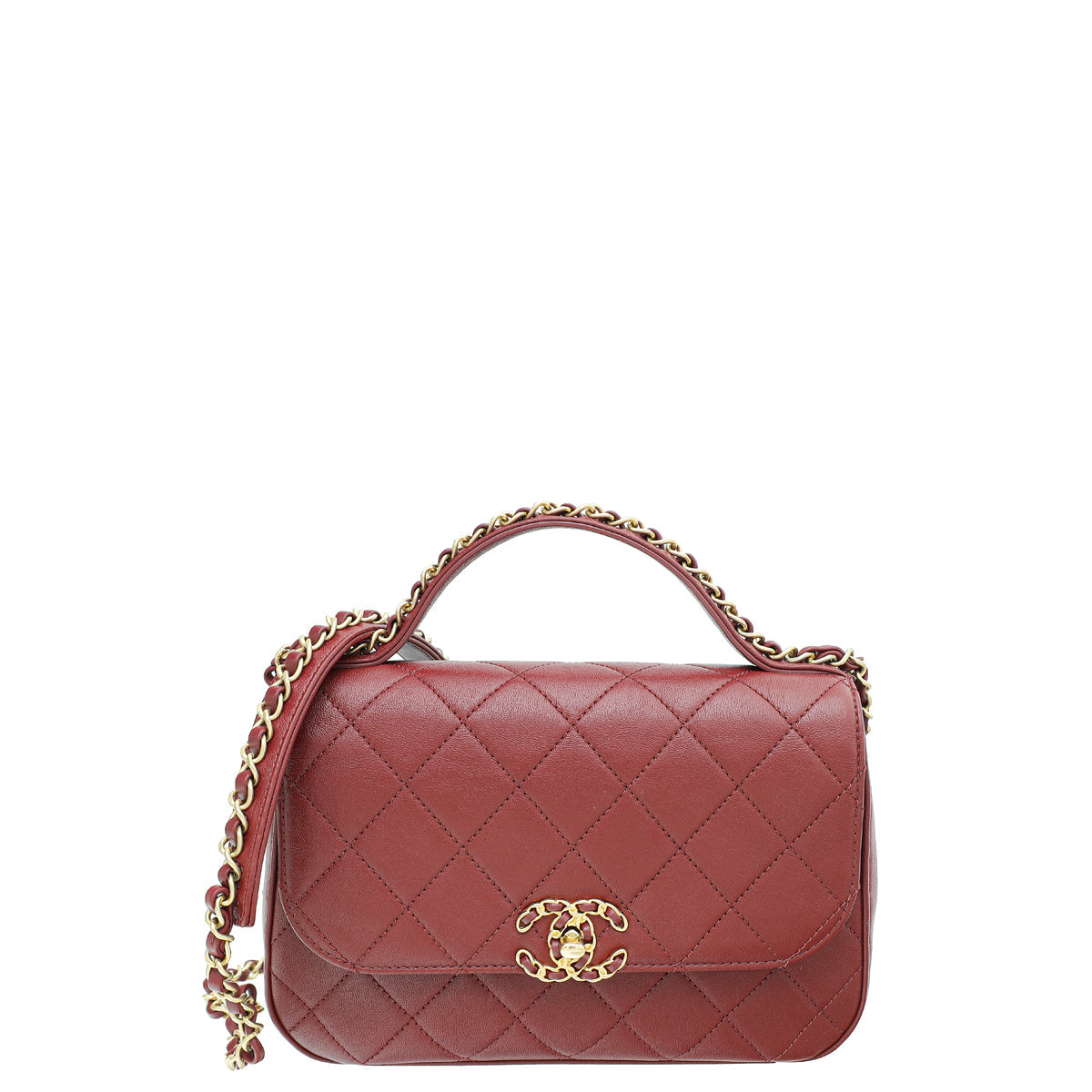 Chanel Burgundy CC Chain Infinity Top Handle Small Bag