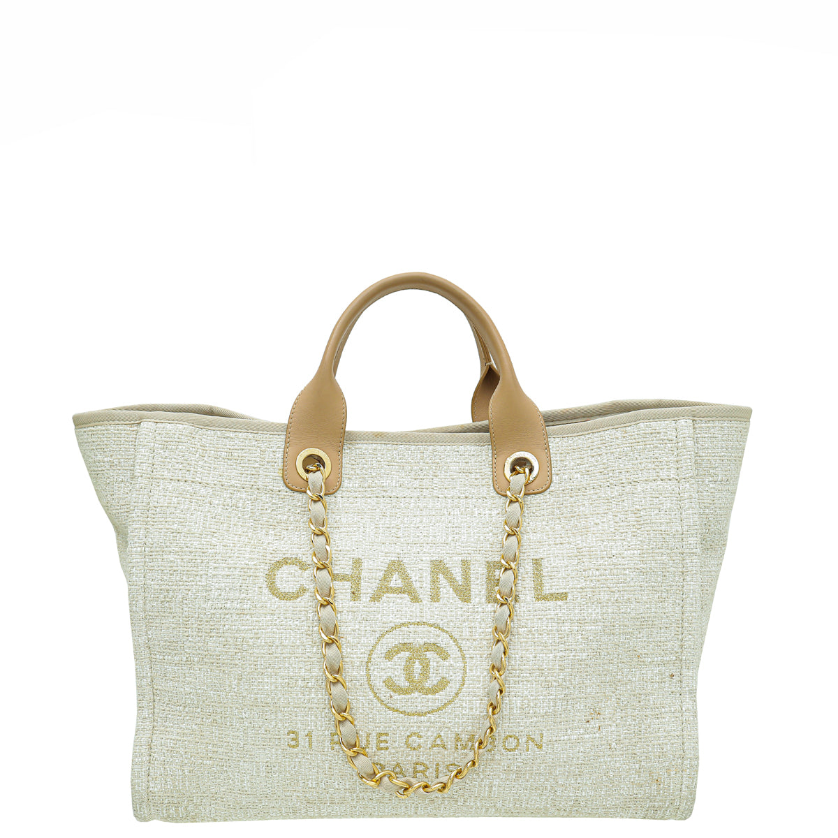 Chanel Beige CC Deauville Medium Tote Bag