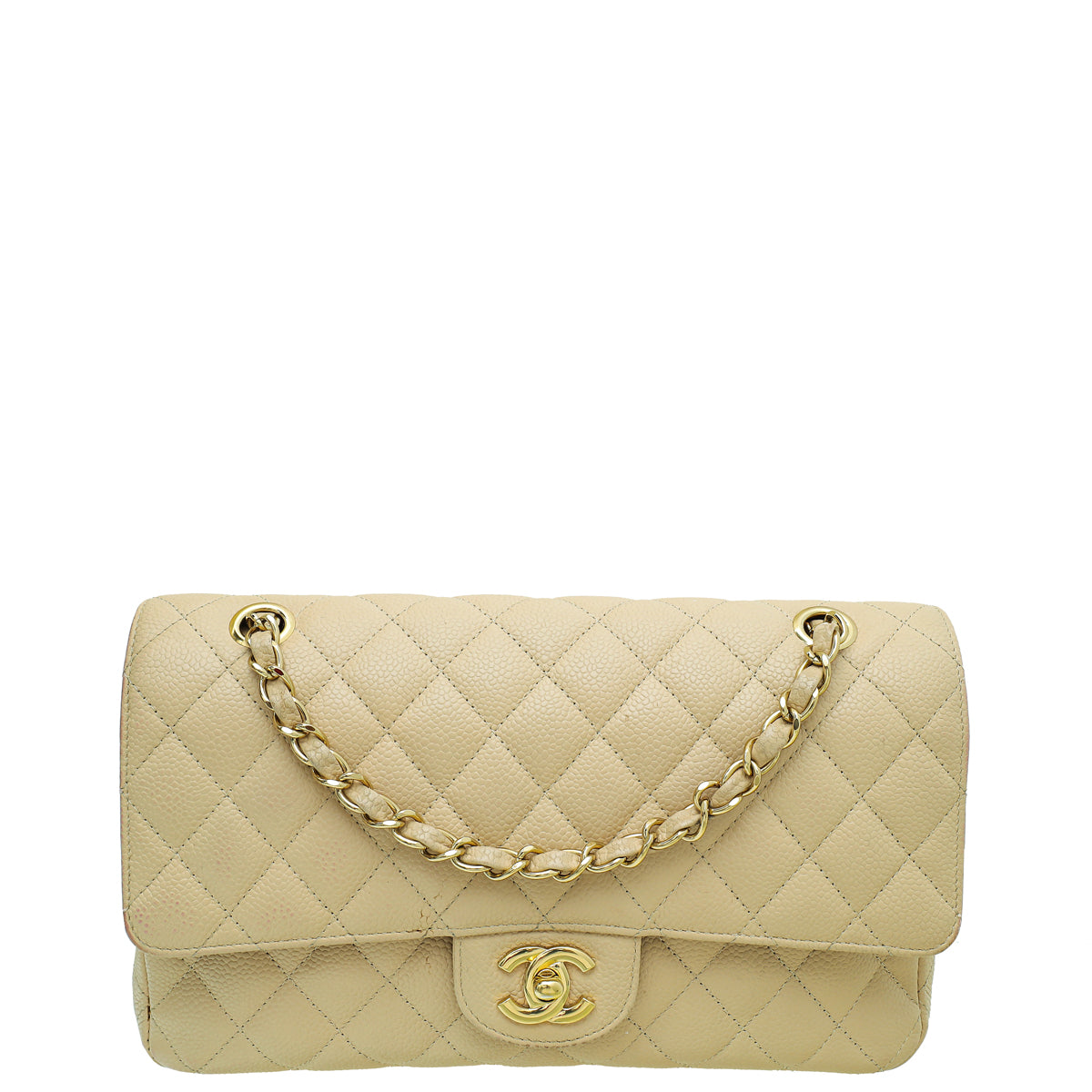 Chanel Beige Classic Double Flap Medium Bag