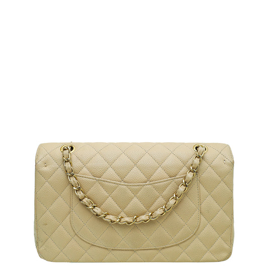 Chanel Beige Classic Double Flap Medium Bag