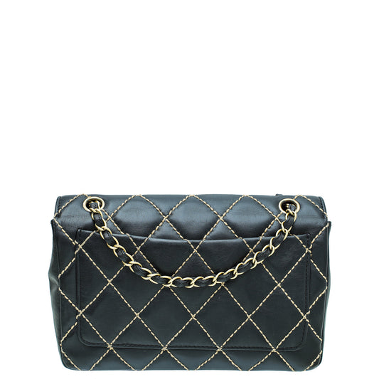 Chanel Black CC Wild Stitch Flap Medium Bag