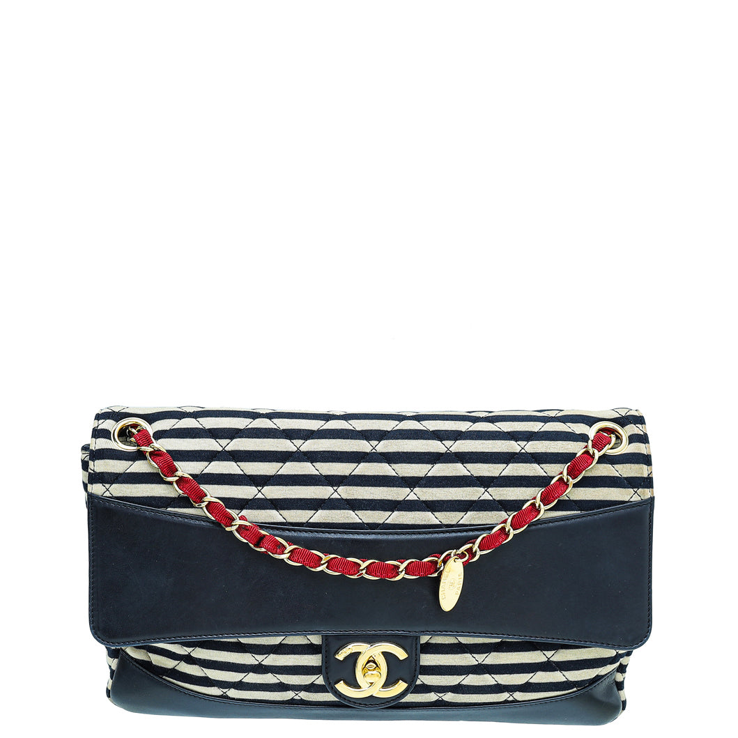 Chanel Bicolor CC Coco Sailor Jersey Flap Jumbo Bag