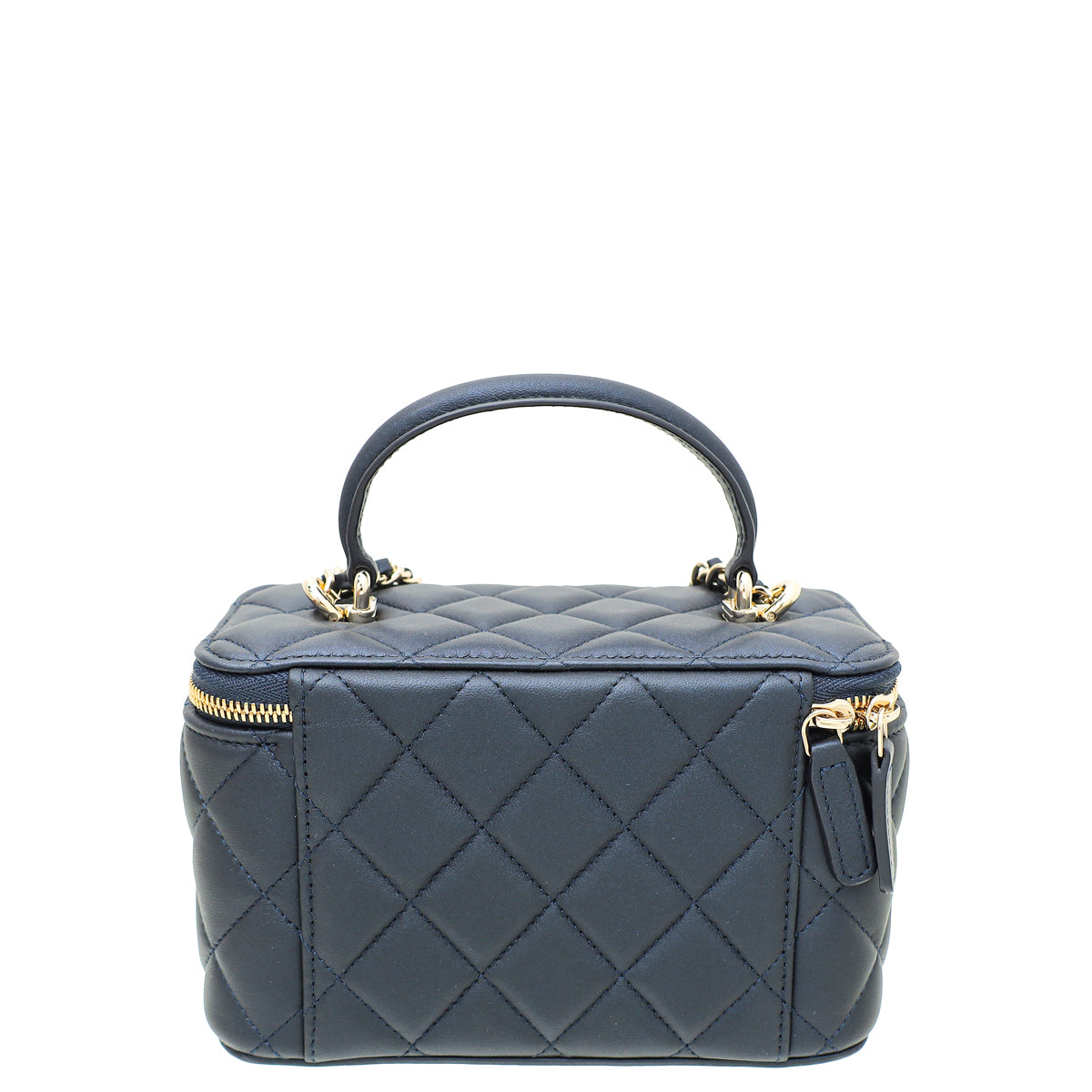 Chanel Metallic Blue Vanity Top Handle Small Bag