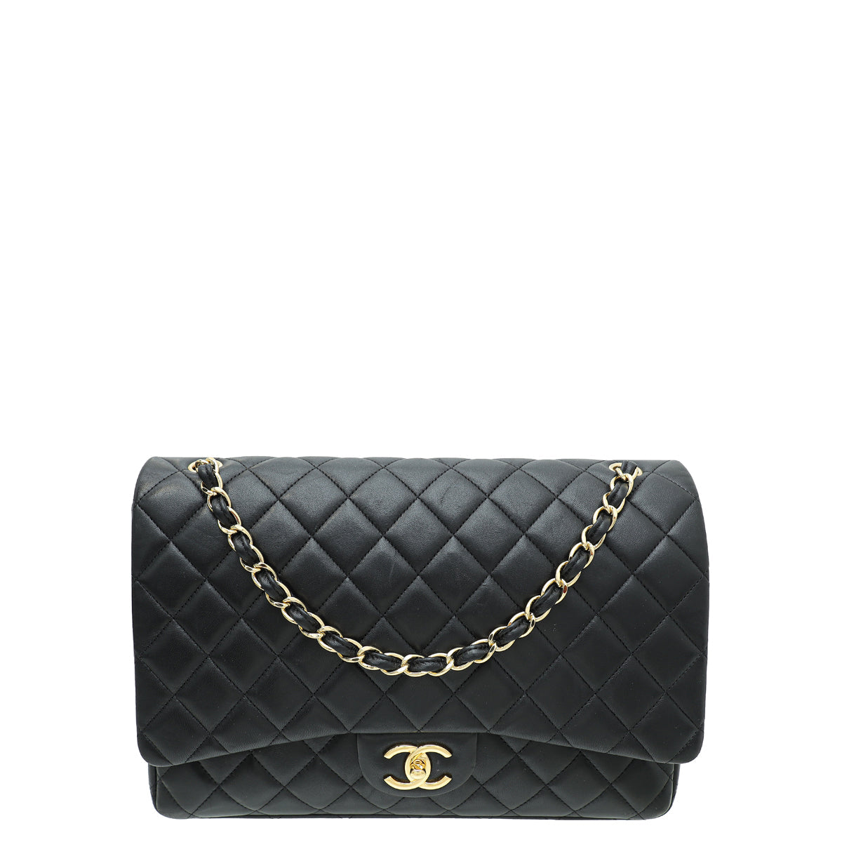 Chanel Black CC Classic Double Flap Maxi Bag