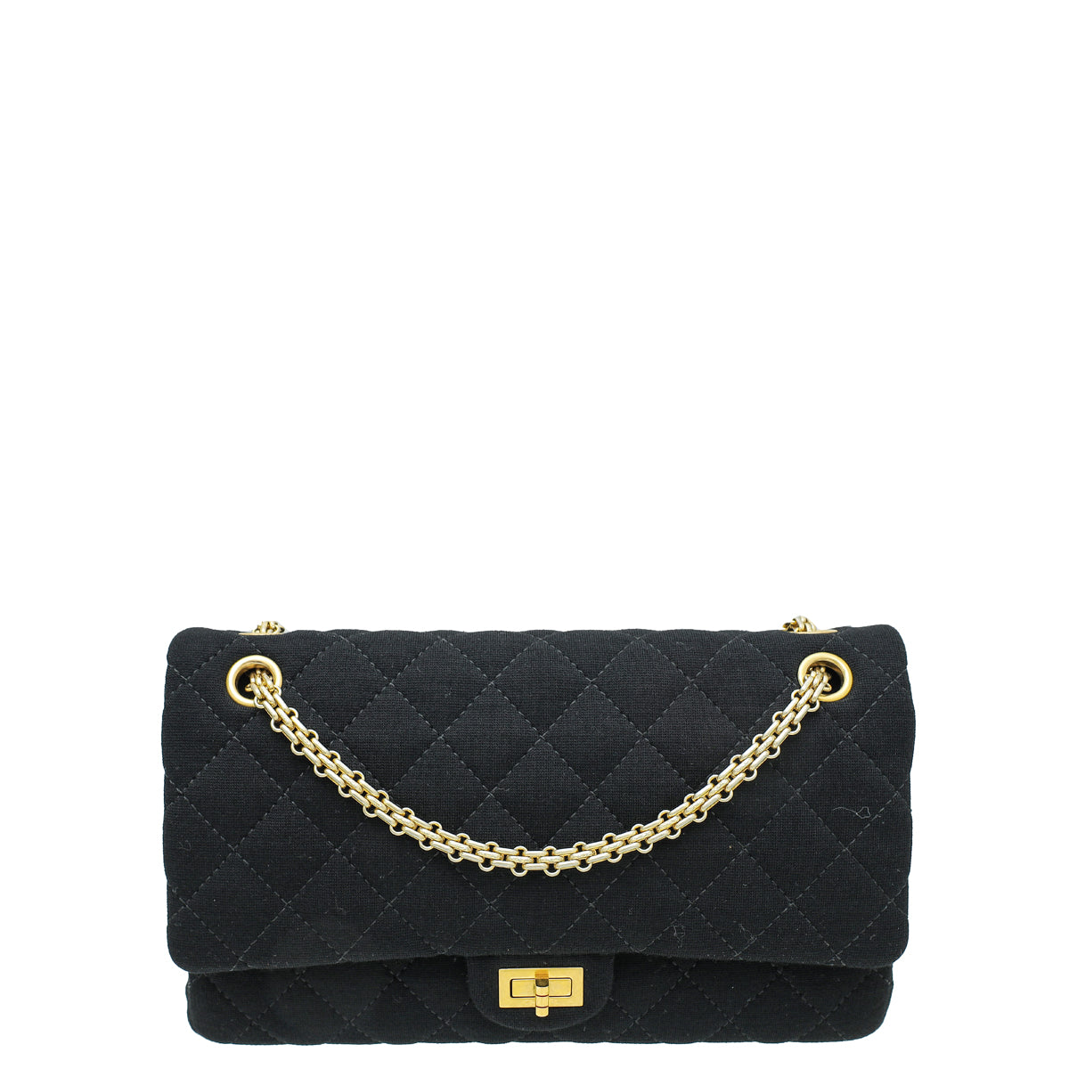 Chanel Black Jersey Reissue 2.55 Double Flap 225 Bag