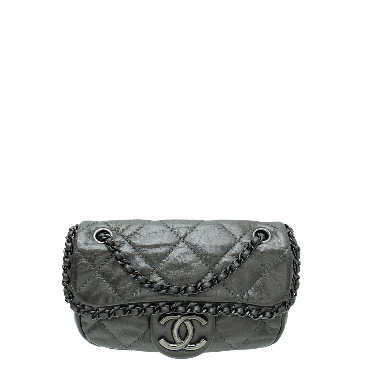 Chanel Dark Grey CC Chain Around Mini Crossbody Bag